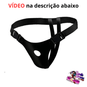 Cinta Peniana com Dispositivo de Soltura – Ajustável para Pênis de Borracha – Material Sintético com Revestimento Aveludado – Furo Suporta Prótese de até 4 cm de Largura