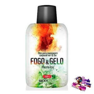 Óleo para Massagem Corporal Beijável Fogo e Gelo – Aquece e Esfria a Pele – Sabor Menta Ice – Deixa o Sexo Oral mais Saboroso – 38 ml