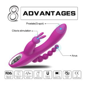 Vibrador com Curvatura para Ponto G e Plug Anal – 12 Modos de Vibração – À Prova d’Água e Recarregável por USB