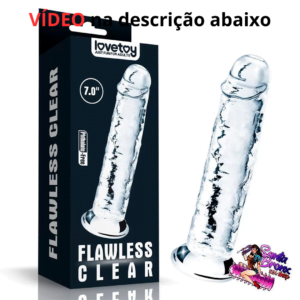 Pênis de Borracha 18 cm x 3,5 cm com Ventosa – Transparente com Texturas Realísticas