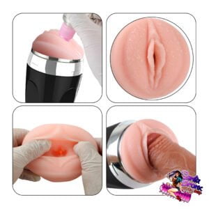 Masturbador Masculino Formato Vagina em Cyber Skin 20 x 7,5 cm – Super Texturizado com Ventosa para Fixação – Fácil de Limpar e Reutilizável