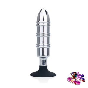 Plug Anal Escalonado com Ventosa Feito em Aço – Garantia Eterna na Cor do Metal – 18 cm x 4,5 cm