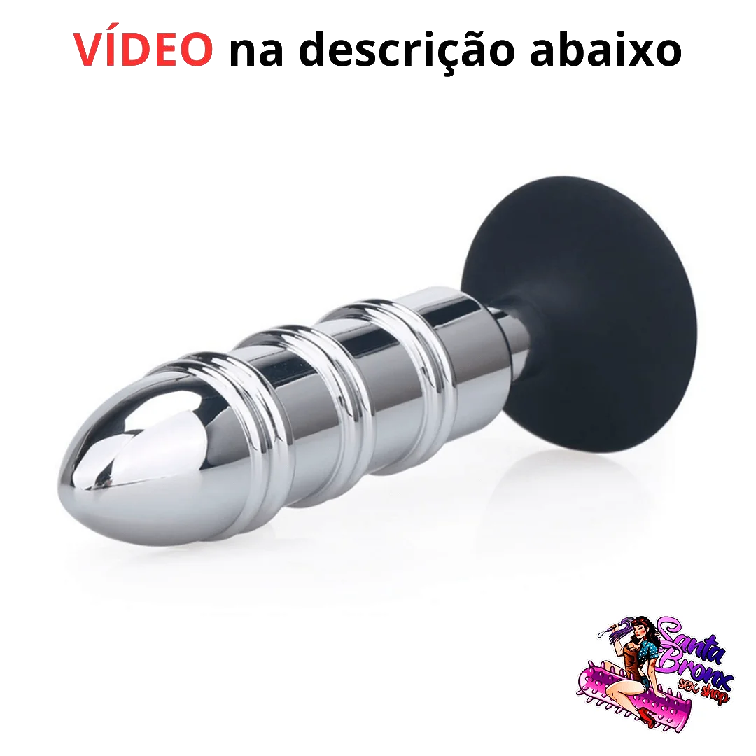 Plug Anal Escalonado com Ventosa Feito em Aço – Garantia Eterna na Cor do Metal – 18 cm x 4,5 cm