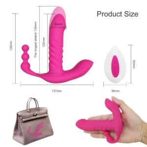 Vibrador Lover 3 em 1 – Ponto G, Clitóris e Ânus – 7 Modos de Vibração e 7 Movimentos de Vai e Vem – Controlado a Distância por Controle Sem Fio – Silicone Macio – Silencioso – Recarregável