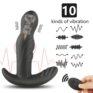 Estimulador de Próstata Recarregável – Silicone – 10 Modos de Vibração e 3 Níveis de Rotação – Ideal para Estimular a Próstata – 13,5 x 3,3 cm