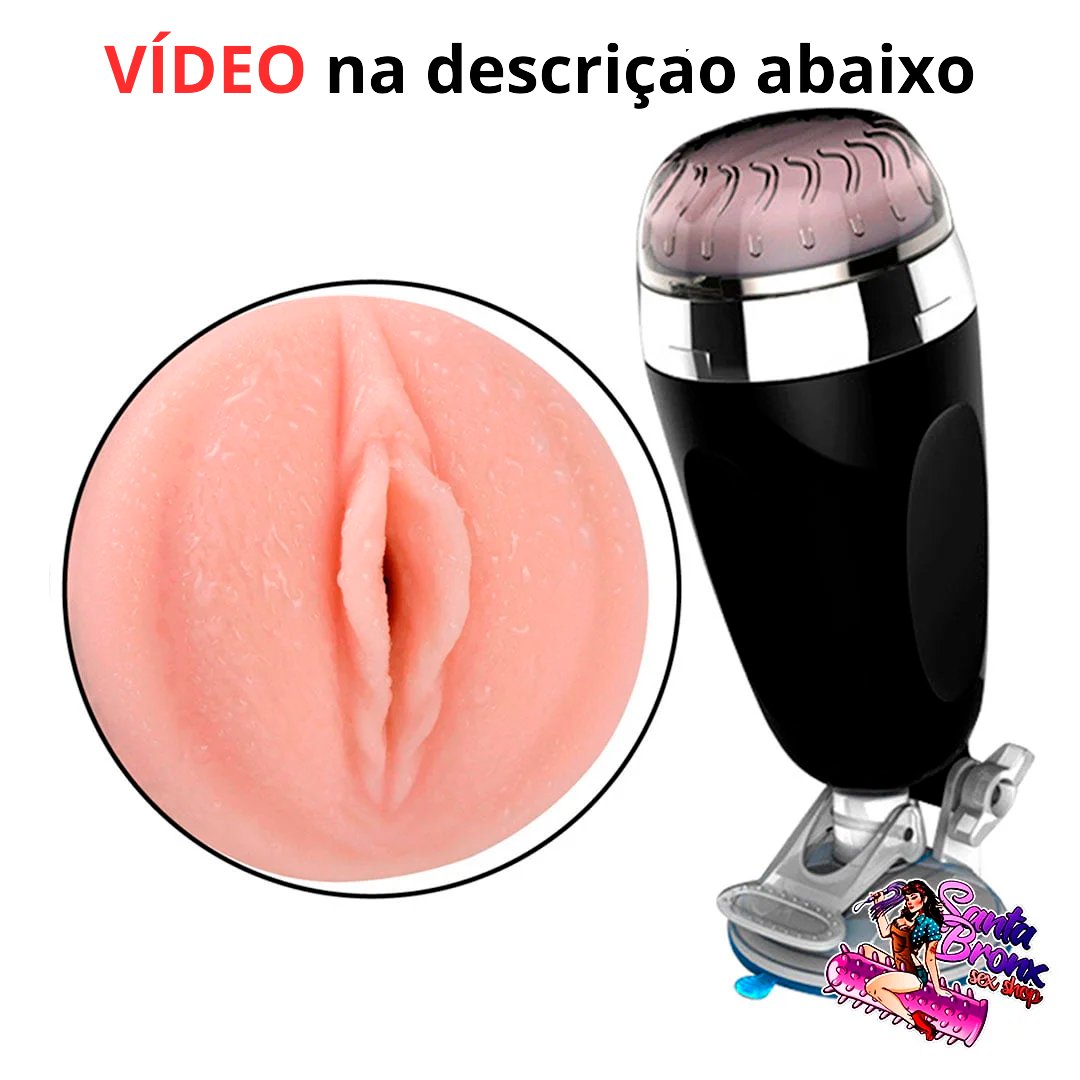 Masturbador Vagina em Cyber Skin 20 x 7,5 cm – Super Texturizado com Ventosa para Fixação – Fácil de Limpar e Reutilizável