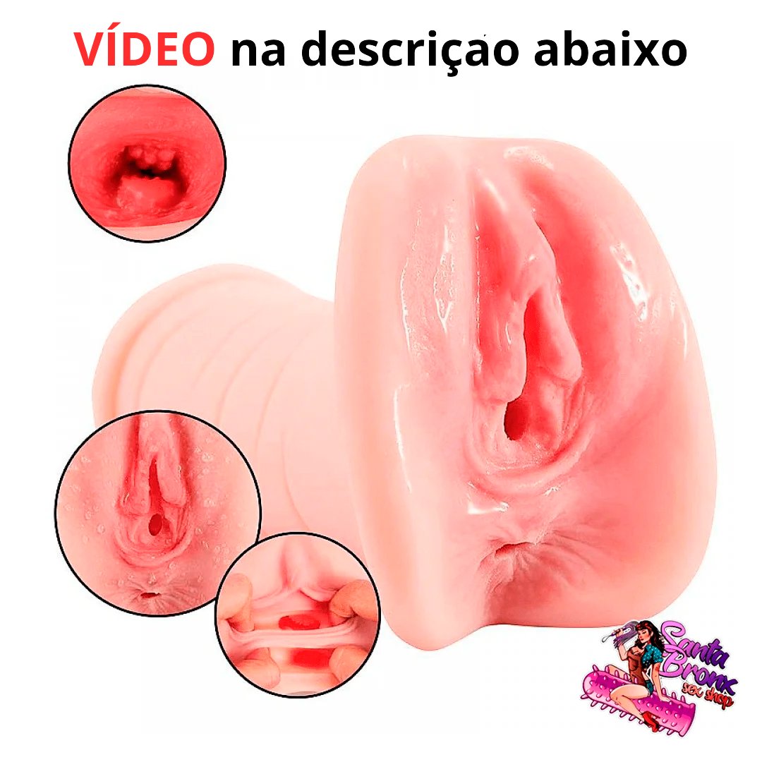 Super Macio – Masturbador Vagina e Ânus 16 cm em Silicone TPE – Textura Interna Altamente Texturizada para Realismo Inigualável – Se ajusta a qualquer grossura de pênis