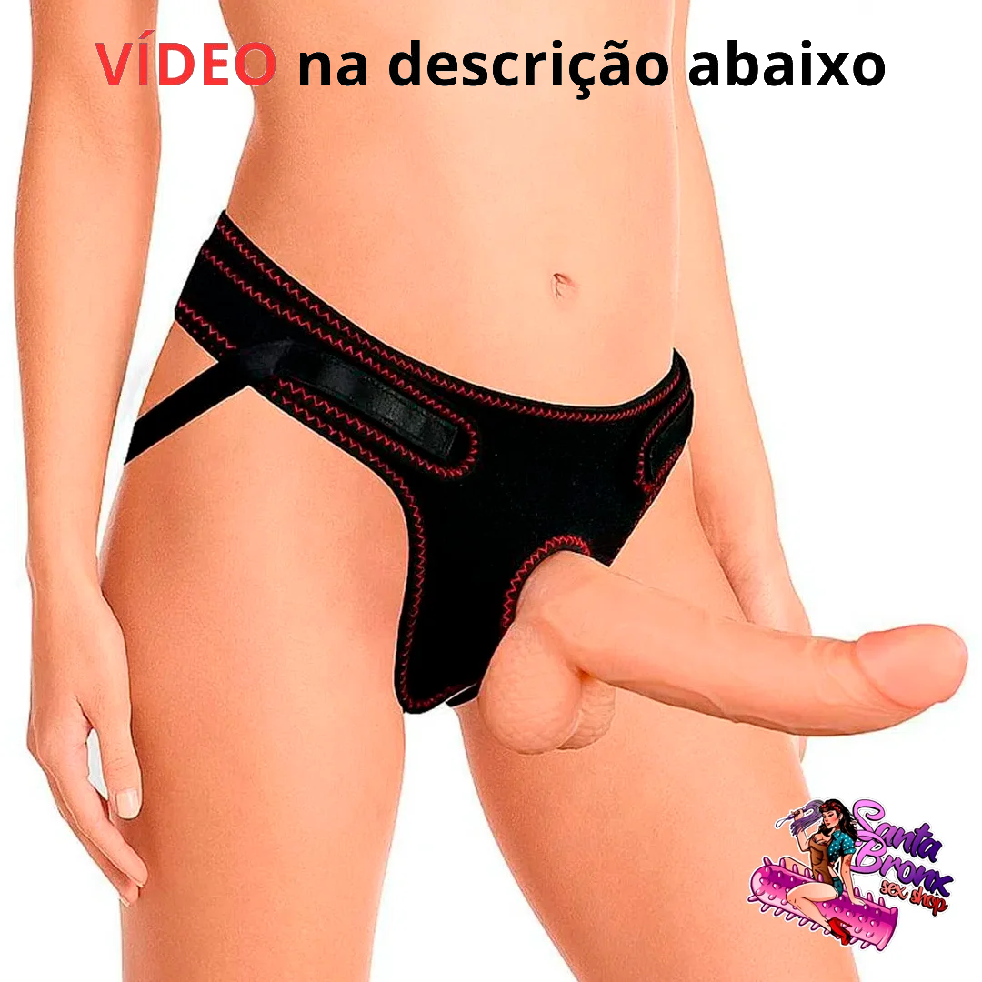 Kit Cinta Peniana com Pênis de Borracha 17 cm com Ventosa – Glande Definida, Veias e Escroto