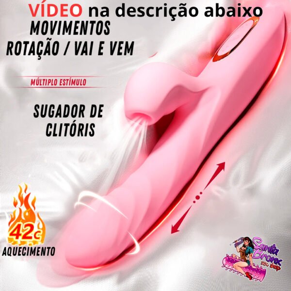 vibrador rabbit com sugador de clitoris aquecimento e movimentos vai e vem