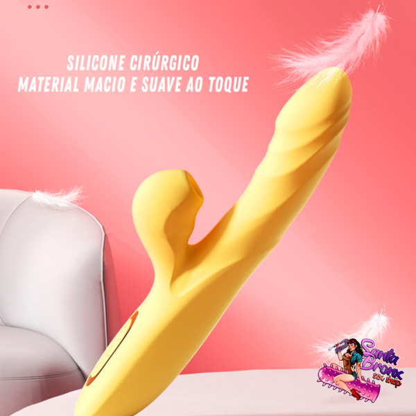 vibrador rabbit com sugador de clitoris aquecimento e movimentos vai e vem