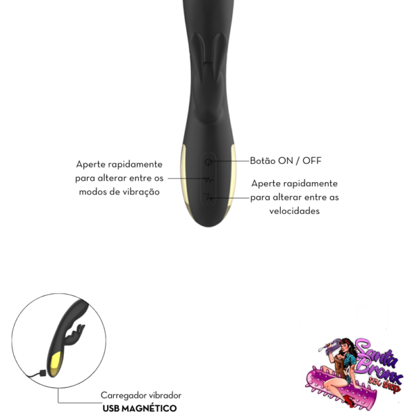 vibrador rabbit com estimulador clitoriano e 4 velocidades 8