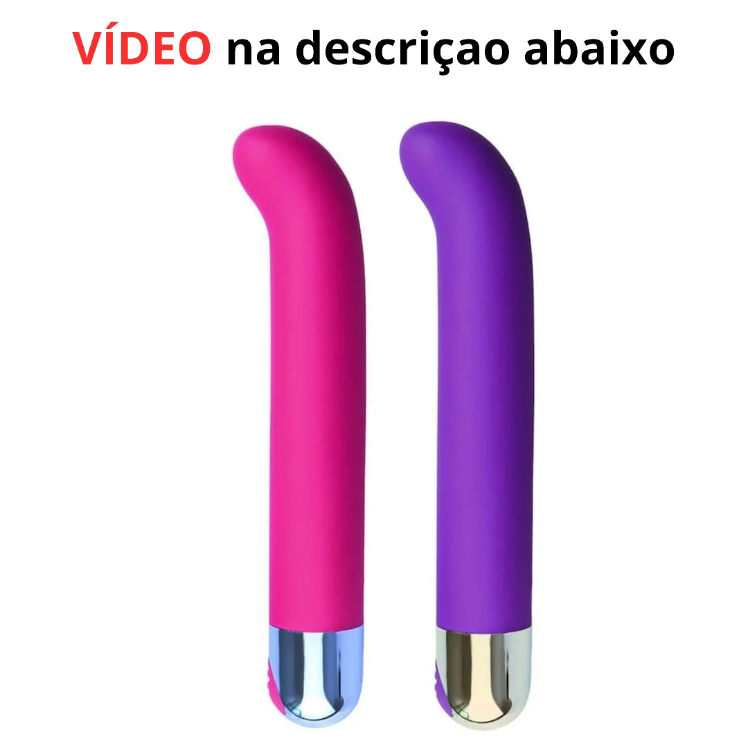 Vibrador com Curvatura para Ponto G – 10 Modos de Vibração em Silicone Aveludado e Detalhes Metalizados – Recarregável via USB