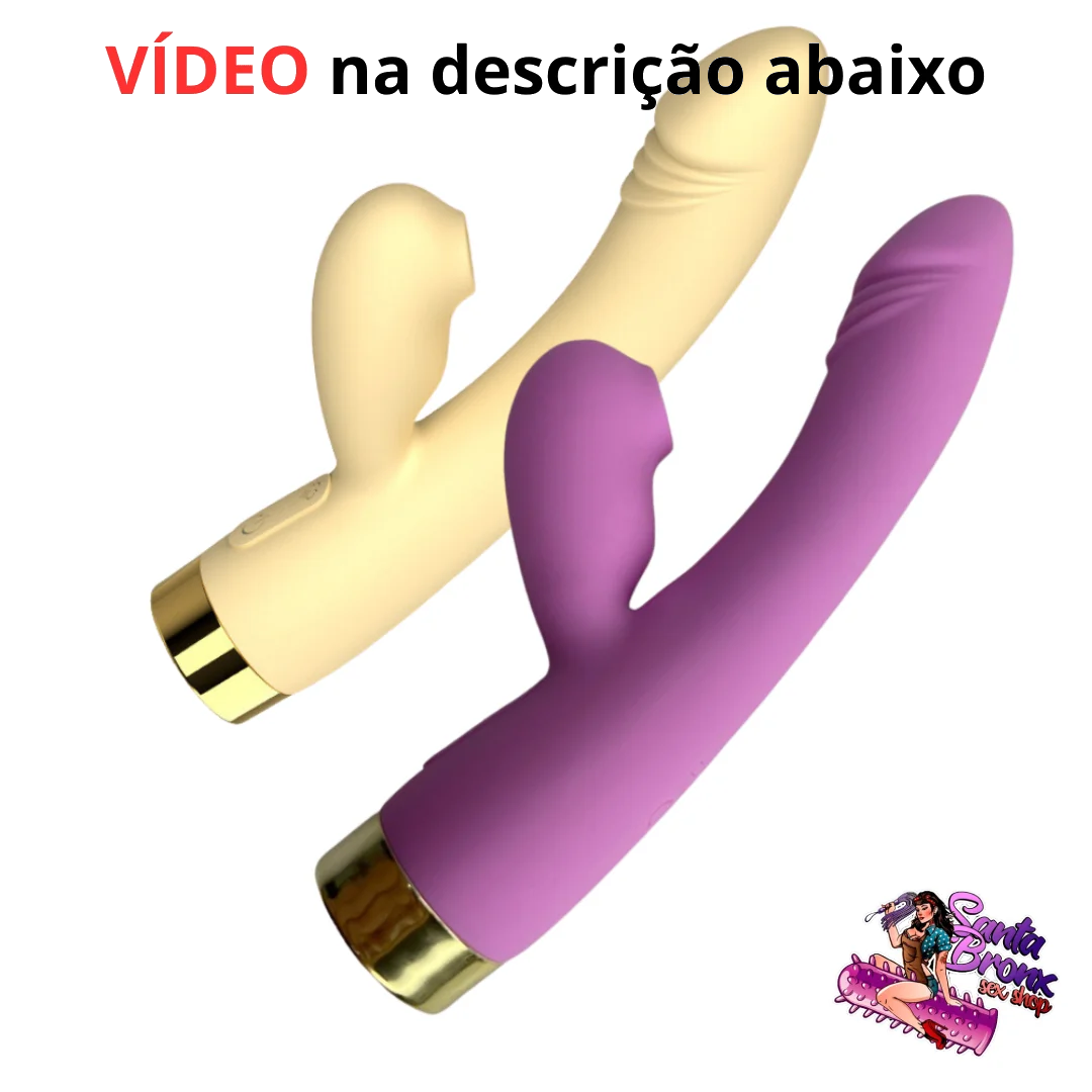 Vibrador com Formato de Glande e Estimulador Clitoriano por Sucção – 12 Modos de Estimulação – Recarregável via USB