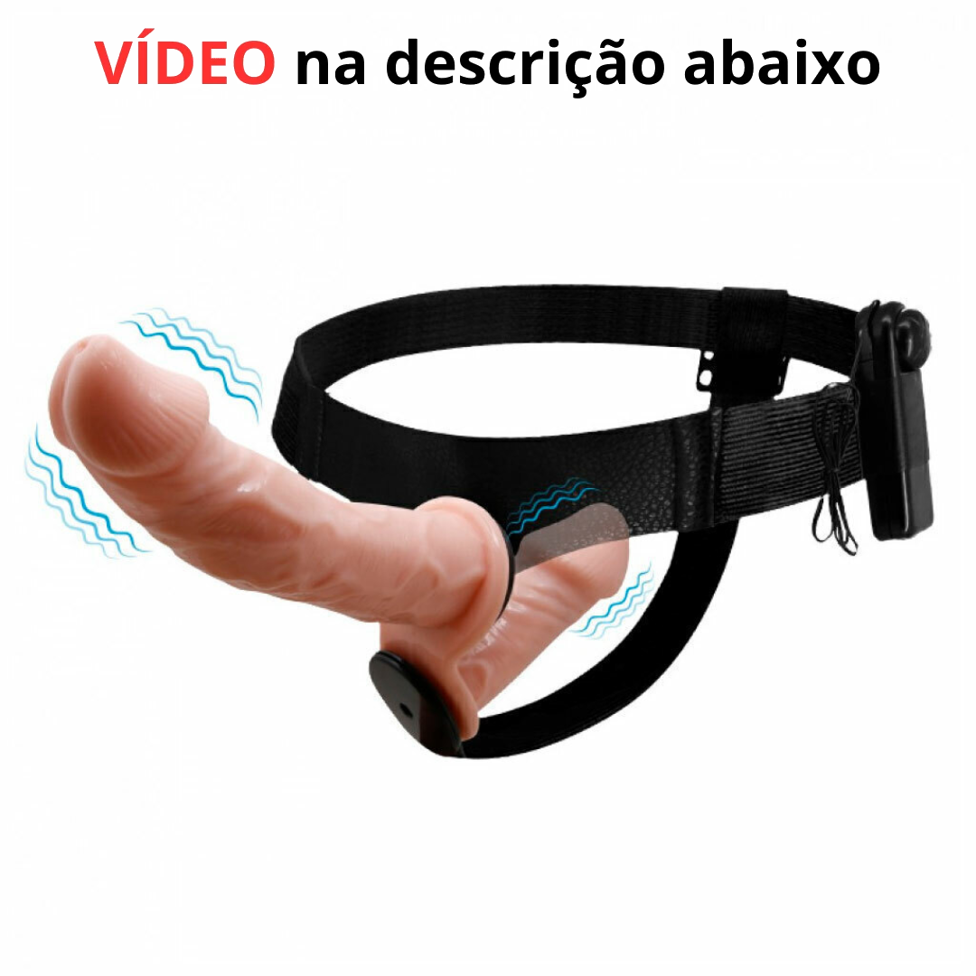 Cinta para Dupla Penetração com Vibrador Controlável – Feita em ABS e CyberSkin – Alimentação a 2 Pilhas AA