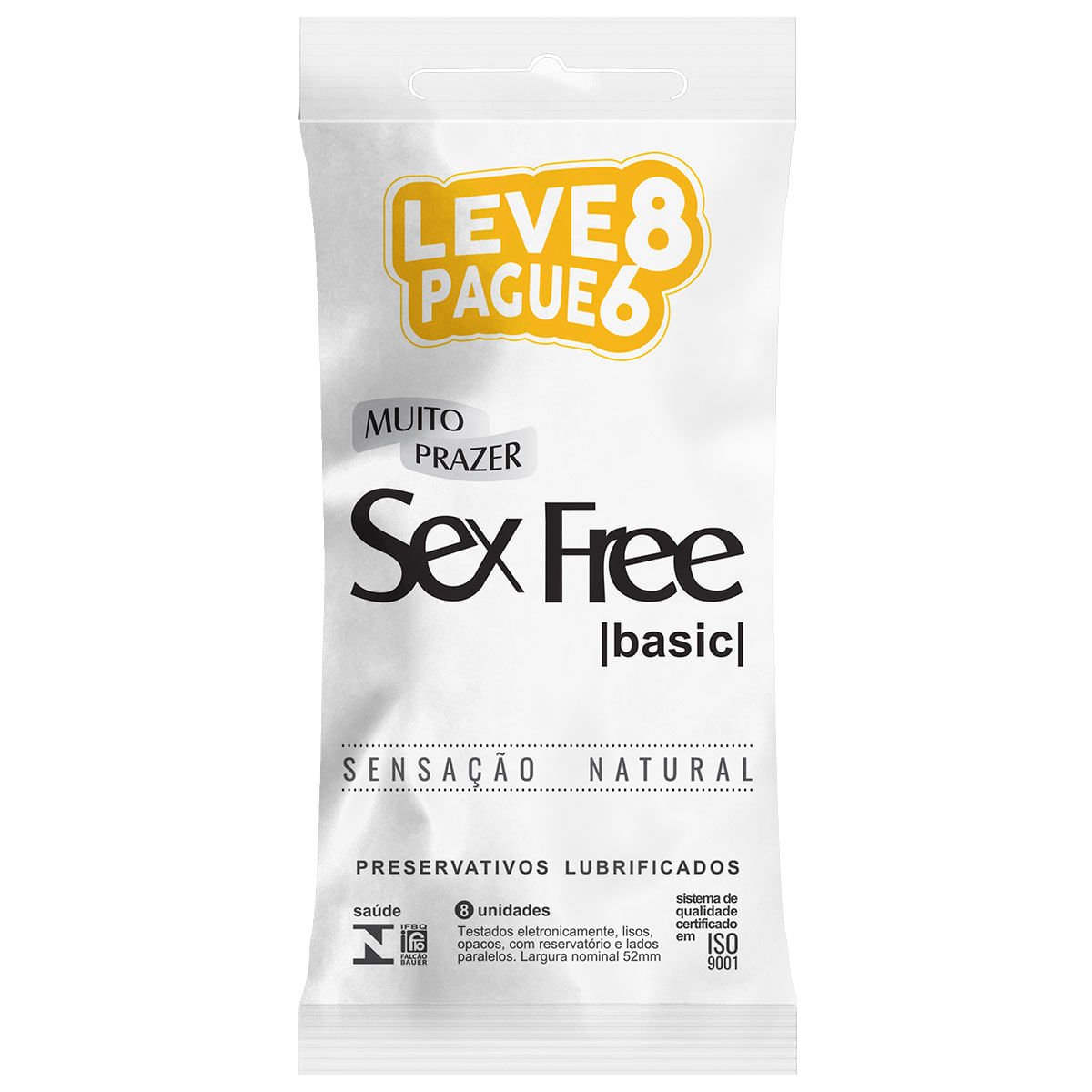 Preservativo Sex Free Basic Sensação Natural Pague 06 Leve 08 Unidades