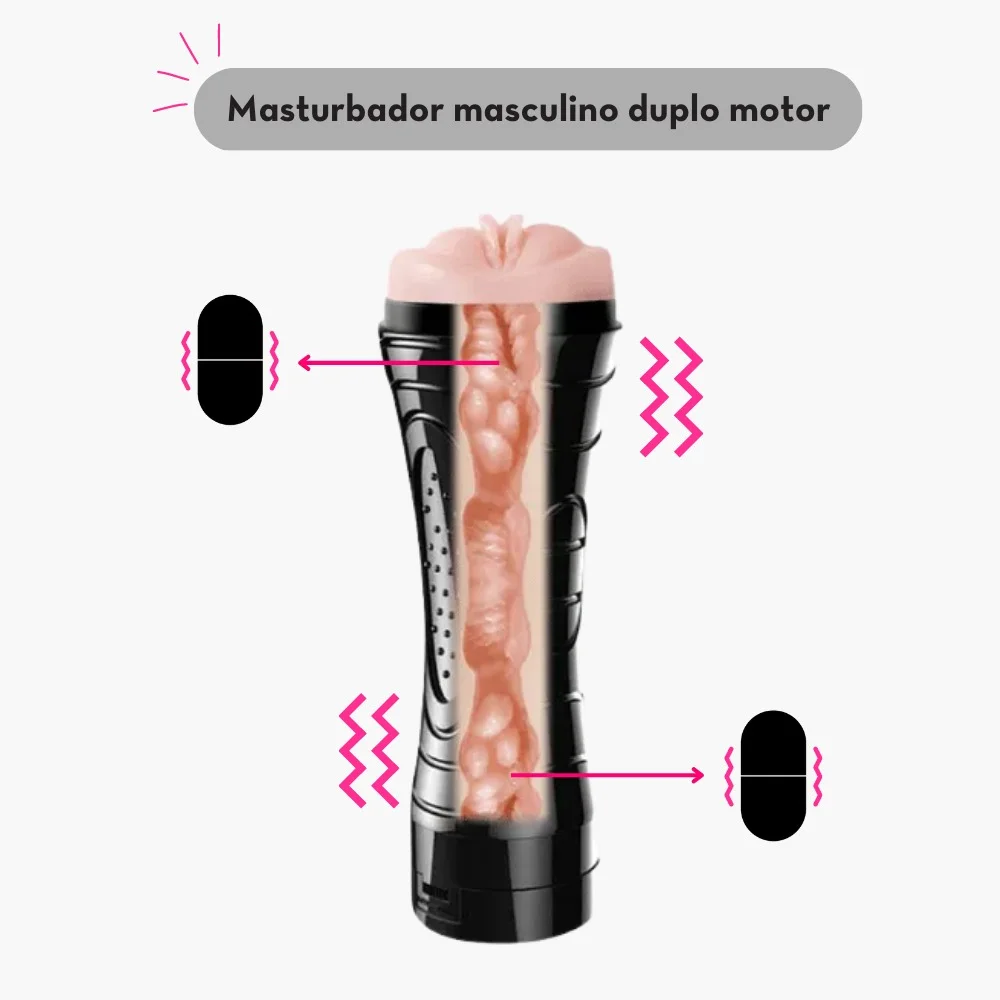 Masturbador Masculino em Formato de Lanterna com Duas Cápsulas Vibratórias – Medidas: 25 x 8 cm – Utiliza 3 Pilhas AAA (não inclusas) – Vibração Multivelocidade