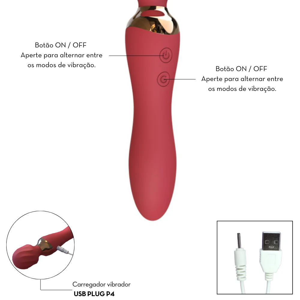 Vibrador Varinha Mágica Dupla com Aquecimento