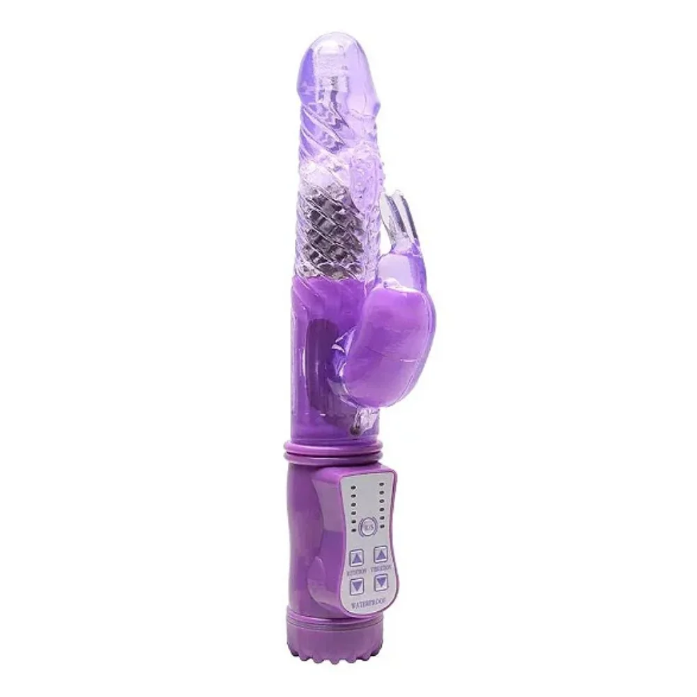 Vibrador Rabbit Rotativo com 12 Vibrações – Feito em Jelly Translúcido e Macio – Recarregável