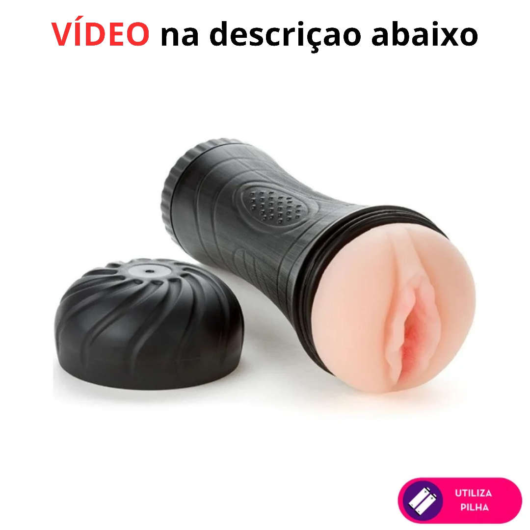 Masturbador Masculino em Formato de Lanterna com Duas Cápsulas Vibratórias – Medidas: 25 x 8 cm – Utiliza 3 Pilhas AAA (não inclusas) – Vibração Multivelocidade