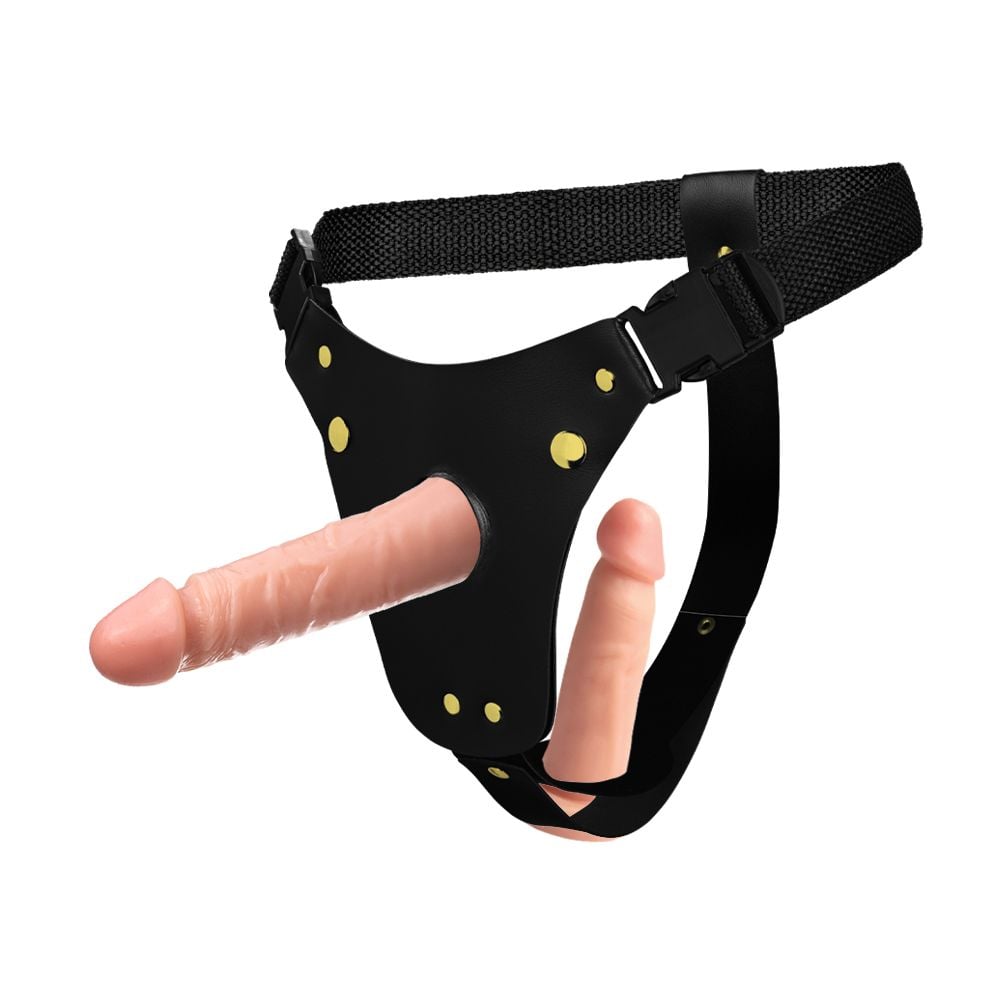 Cinta Peniana Ajustável com Próteses de Silicone 16 cm x 4,4 cm e 12,5 cm x 3,6 cm – Realísticas e Versáteis