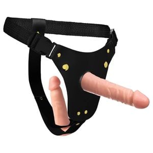 Cinta Peniana Ajustável com Próteses de Silicone 16 cm x 4,4 cm e 12,5 cm x 3,6 cm – Realísticas e Versáteis