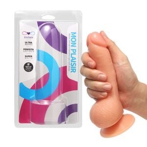 Pênis Realístico Curvado 15 cm x 3,3 cm com Ventosa – Veias e Glande Definidas em Silicone