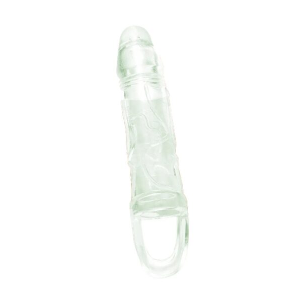 Capa Peniana Transparente com Alça Escrotal - Aumenta o Tamanho do Pênis - TPR Atóxico - Saliências, Anel Escrotal e Três Anéis - 16 cm x 3 cm - Image 6