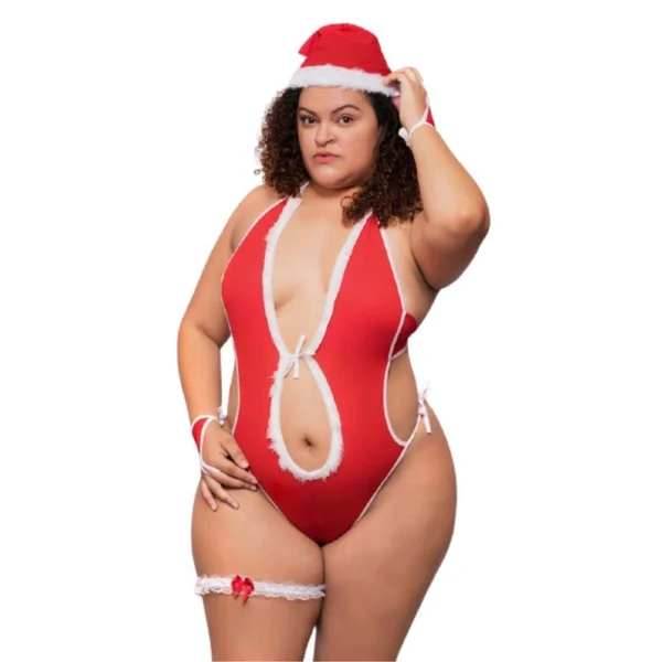 Fantasia Body Sexy Mamãe Noel (Tamanho Único 46 ao 50)