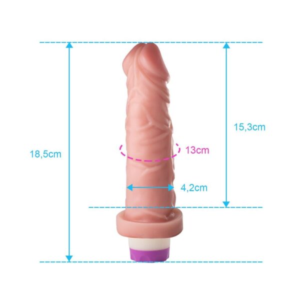 Pênis de Borracha Realístico - Vibração Multivelocidade - Veias Acentuadas - 16,5cm Comprimento x 4,2cm Espessura - Utiliza 2 Pilhas AA (não inclusas) - Image 4