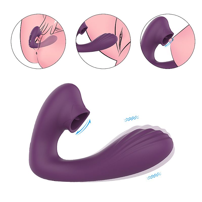 Vibrador Ponto G e Clitóris com Língua – 5 Modos de Vibrações – 5 Modos de Estimulação da Língua – Recarregável via USB – Silicone Macio