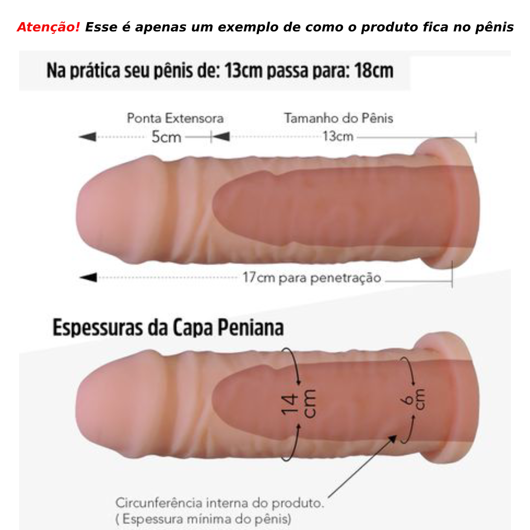 Capa Peniana para Aumento de Pênis em Cyber Skin – 20cm Comprimento x 5,5cm Espessura