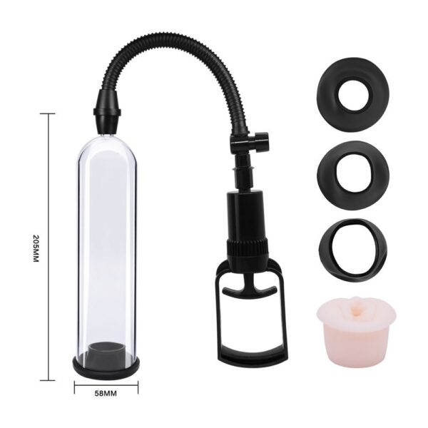 Bomba Peniana Manual - Com 3 Anéis em Silicone e um Anel em Formato de Vagina - 20 cm de comprimento, 5 cm de Espessura (Medidas Aproximadas) -  Tratamento da Disfunção Erétil - Image 3