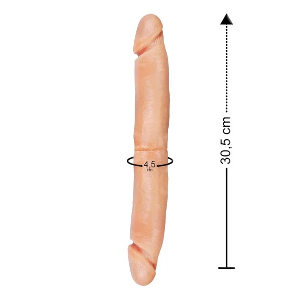Pênis de Borracha Maciço para Dupla Penetração 30,5cm X 4,5cm