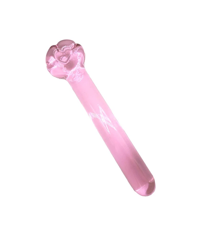 Plug Anal de Vidro Temperado – Modelo Transparente com Detalhe em Coração – 20cm de Comprimento x 15cm Penetráveis e 5cm de Circunferência