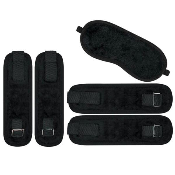 Kit Bondage Em Pelúcia Composto Por 5 Peças - Algemas, Tornozeleiras e Venda