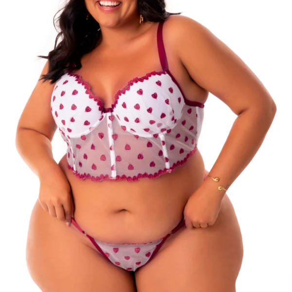 Conjunto Sexy Plus Size em Tule Desenhado - (Vídeo na Descrição)