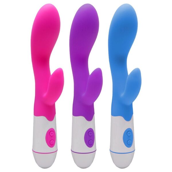 Vibrador Rabbit  a Pilhas AAA – Estímulo para Ponto G e Clitóris –  30  Modos de Vibrações – Silicone Aveludado – Flexível e Macio - Image 2