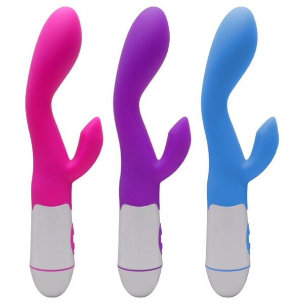 Vibrador Rabbit  a Pilhas AAA – Estímulo para Ponto G e Clitóris –  30  Modos de Vibrações – Silicone Aveludado – Flexível e Macio - Image 3