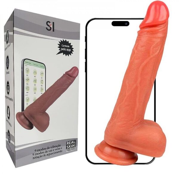 Pênis Realístico com Vibro Vai e Vem com Rotação Controlado por Aplicativo - 9 Modos - 21,5cm X 4cm