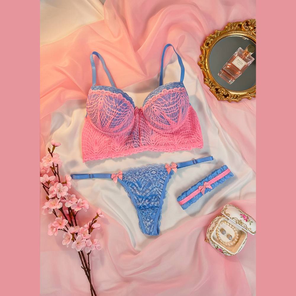 Conjunto de Renda Bicolor com Persex 4 Conjunto de Renda Bicolor com Persex - Imagem 4