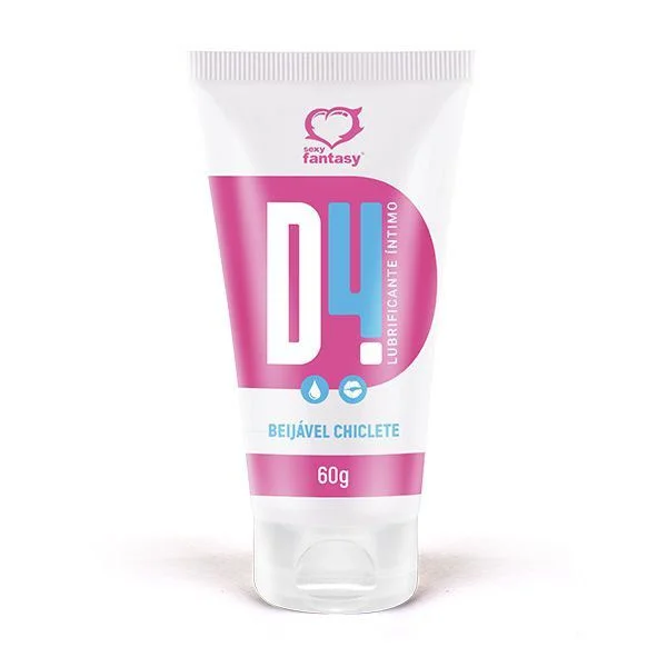 Lubrificante Íntimo Beijável D4 Sabor Chiclete– À Base de Água – Nao Gorduroso – Deixa o Sexo Oral mais Saboroso – 60g