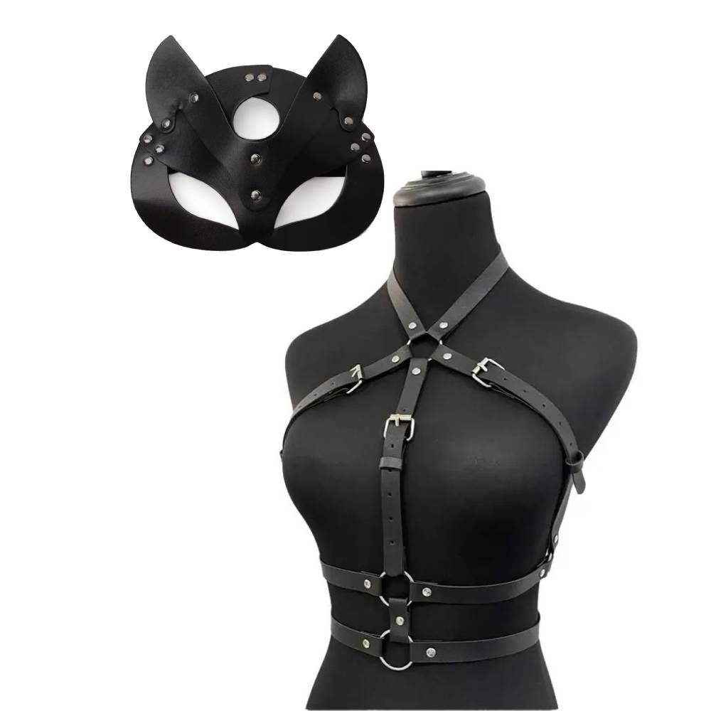 Kit Harness, Arreio e Máscara – Ajustável com Fivelas