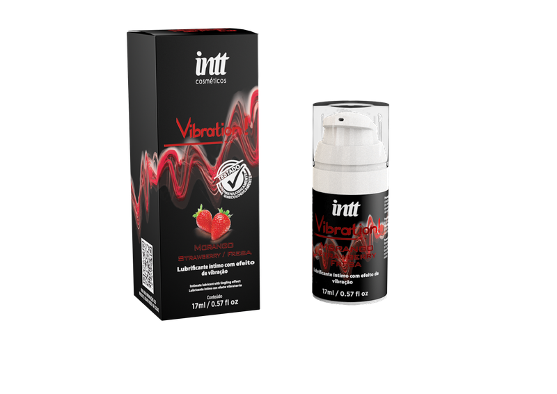 Excitante Unissex Vibration Morango Gel Vibrante Intt – Facilita e Potencializa o Orgasmo – Vibra, Aumenta Sensibilidade e Aquece – Estimula o Clitóris e Glande – Deixa o Sexo Oral mais Saboroso – 17 ml