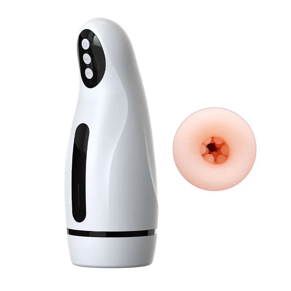 Máquina Masturbadora Masculina – 10 Modos de Vibração e Sucção – Recarregável – Resistente À Água – 14cm Penetráveis – Interior Super Texturizado