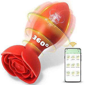 Plug Anal Vibratório com Movimento de Rotação – Controlado por Aplicativo –  10 Modos de Vibração –  Silicone Macio – Recarregável – Resistente a Água – Pode ser Controlado de Qualquer Distância – Android e IOS – App Love Spouse
