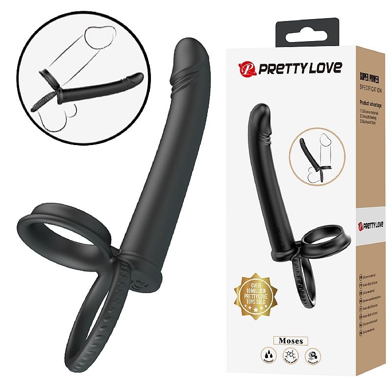 Anel Companheiro – Permite Dupla Penetração – Anal e Vaginal ao Mesmo Tempo – Com Alça Escrotal – 13cm X 2,2cm