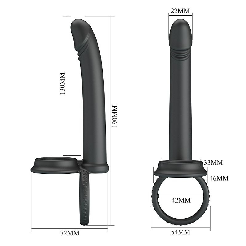Anel Companheiro – Permite Dupla Penetração – Anal e Vaginal ao Mesmo Tempo – Com Alça Escrotal – 13cm X 2,2cm