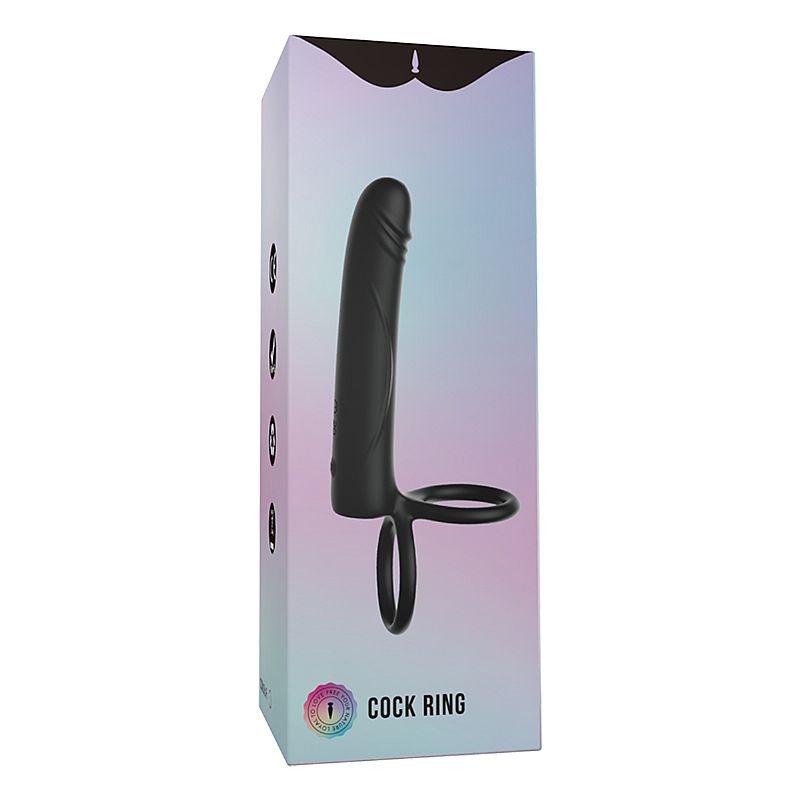 Anel Companheiro Vibratório Recarregável – 10 Modos de Vibração – Permite Dupla Penetração – Anal e Vaginal ao Mesmo Tempo – Com Alça Escrotal – 14,8cm X 3cm