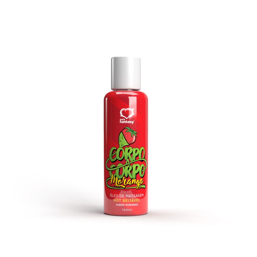 Óleo para Massagem Beijável – Aroma e Sabor Morango – Aquece em Contato com a Pele – Ótimo para Massagem e Oral – Deslizamento Suave e Confortável – Hidrata a Pele – 100ml