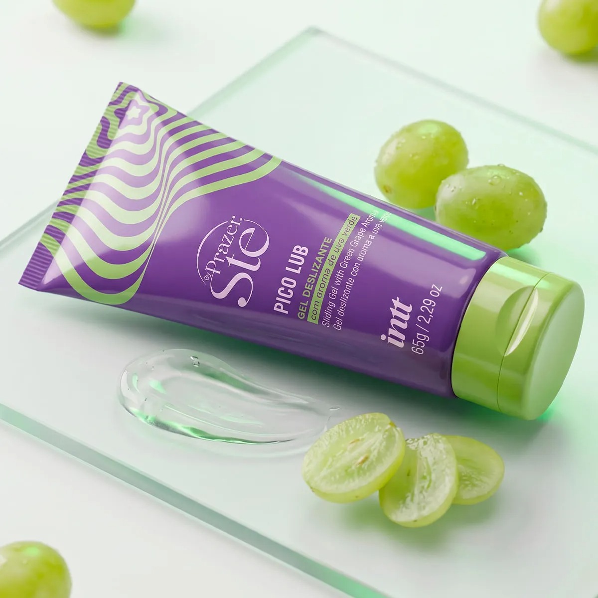 Lubrificante Beijável Pico Lub – Extremamente Deslizante – A base de Água – Sabor e Aroma de Uva Verde – 65g